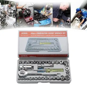 

Vehemo 40pcs Wrench Set Wrench Tool Motorcycle for Screwdriver Socket Wrench Universal Disassembly Household for Automotive