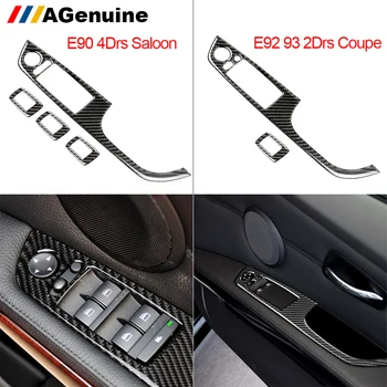 

Real carbon fiber Inside door handle Interior Decoration trims window lift buttons car styling for BMW 3 series E90 E92 E93