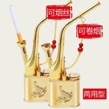 

Retro Brass Water Smoking Pipe Shisha Hookah Cigarette Holder Filter Tobacco Pipe Smoking Set Golden