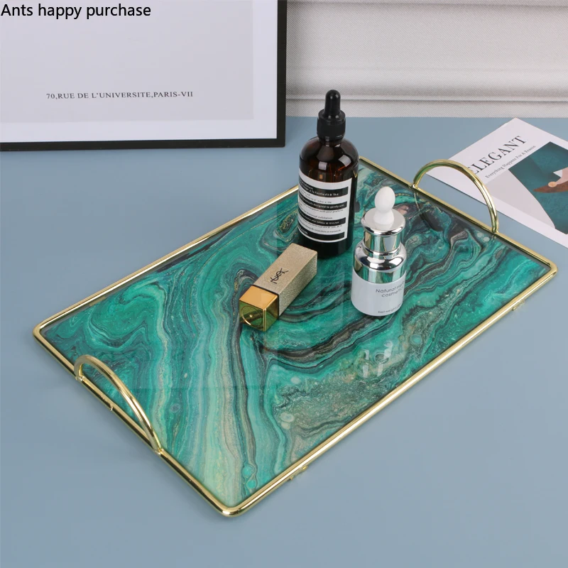 Европейский стиль прямоугольник Пномпень поднос из закаленного стекла для дома