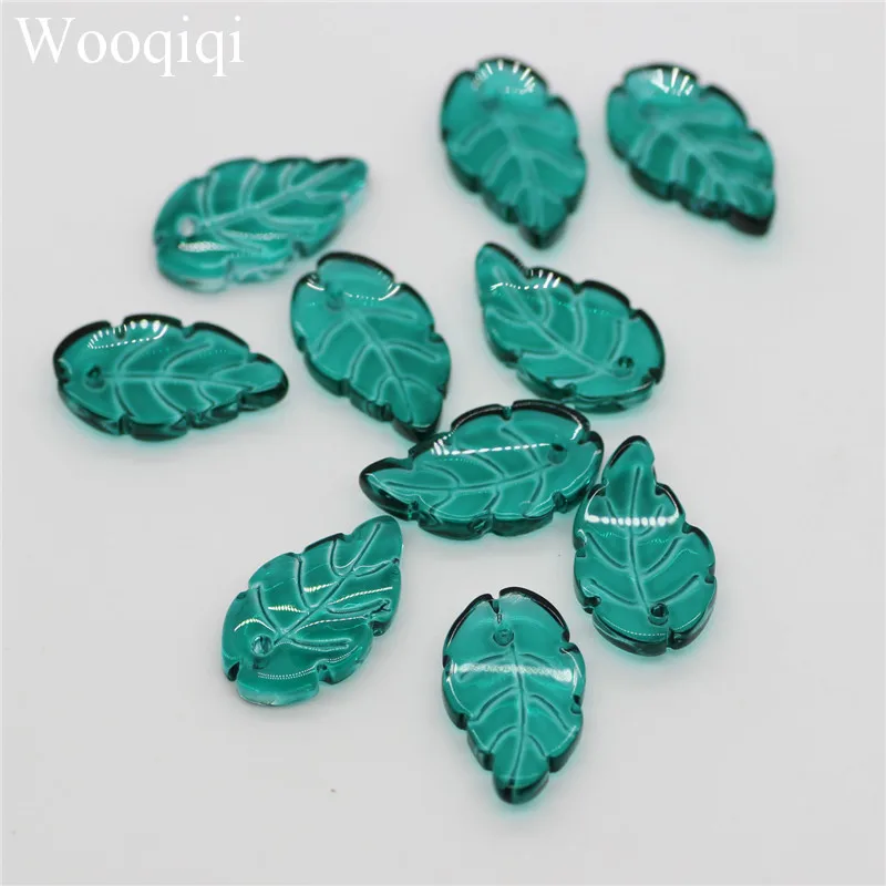 

Lampwork Beads Leaf Shape Glass Beads For Jewelry Making Handmade DIY Accessories green color 100pcs/lot 10x18mm woodqiqi