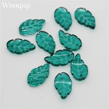

Lampwork Beads Leaf Shape Glass Beads For Jewelry Making Handmade DIY Accessories green color 100pcs/lot 10x18mm woodqiqi