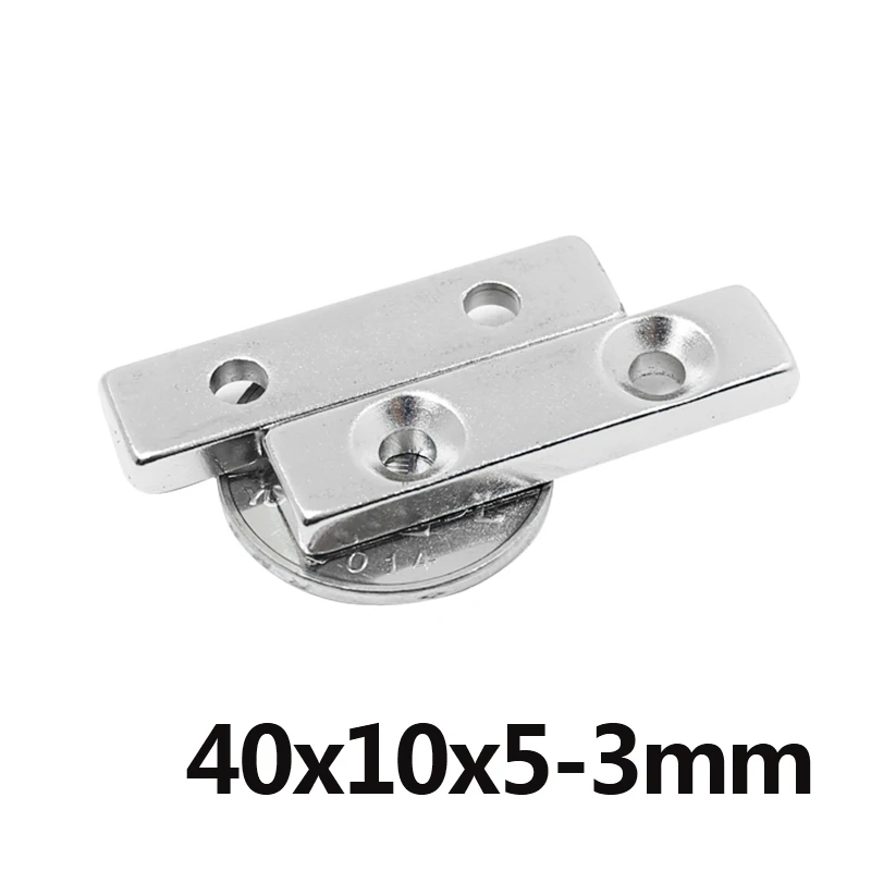 

5/10/20pcs Powerful Magnet 40 x10 x 5 hole 3mm N35 Super Strong block 40*10*5-3mm Rare Earth permanent square Neodymium Magnets