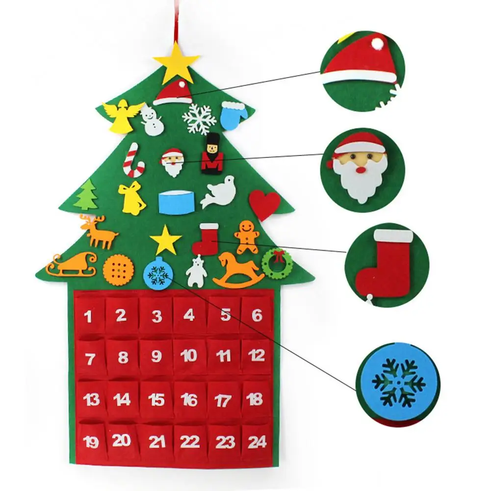

2019 Christmas Tree Calendar Wall Door Hanging Countdown Advent Calendar Pendant For Home Christmas Decoration New Year Gift