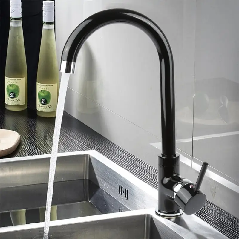 Polished Black Kitchen Faucet Flow Sprayer Nozzle Kitchen Sink Hot And