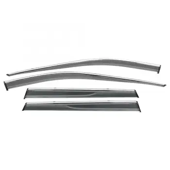 

4pcs Side Window Visors Sun Rain Guard Vent Deflectors Fit for RAV4 2019 (Smoke+Chrome) Side Window Visors Car Accessories