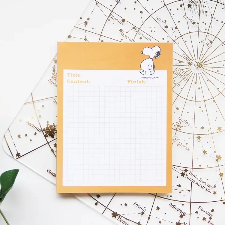 Два размера Peanuts Rogue Dog Charlie Cartoon Kawaii grid memo pad Note Pad Блокнот бумага книга сообщений школа планирования офис - Цвет: small size
