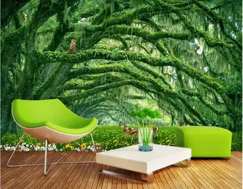 

CJSIR Custom 3d Wallpaper Mural Nature Landscape Forest Garden Woods 3d Deer Monkey Wall Paper Home Decor Papel De Parede