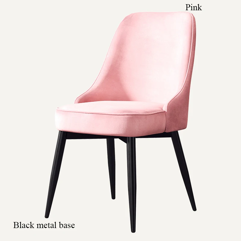 Black base Pink Современный минималистичный высокий отскок ресторанная мебель стул ресторан современный Pu китайский железный стул деревянный кухонный обеденный стул отдых - Цвет: Black base Pink