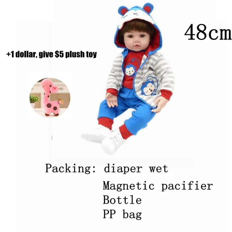 48cm Reborn Dolls de Silicone девушка тело 47 см Очаровательная кукла игрушки для девочек boneca Baby Bebe Кукла День рождения/Рождественский подарок - Цвет: 48cm