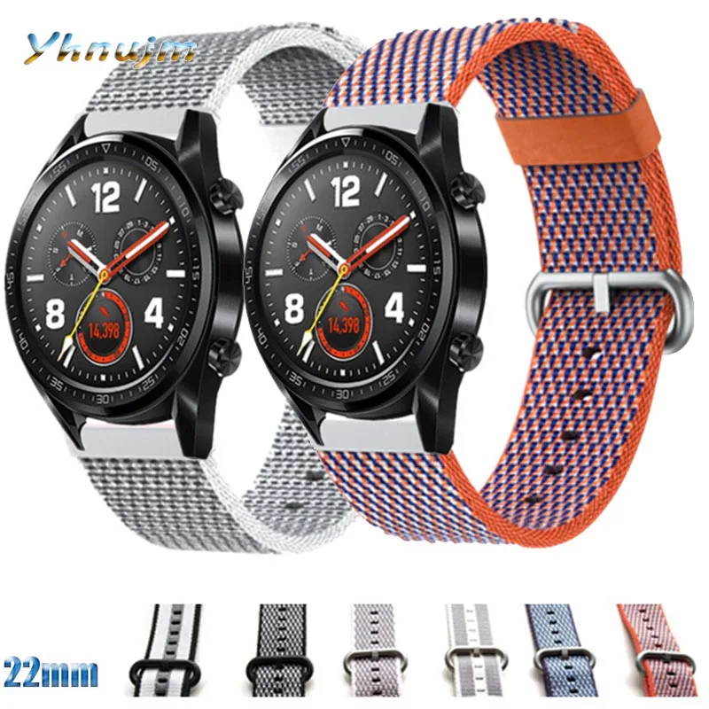 YHNUJM нейлоновый ремешок для HUAWEI Watch GT/Xiaomi Huami Amazfit 2/1 браслет 22 мм спортивные Смарт