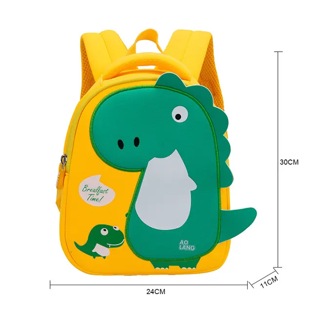 GREATOP New Children School Bags 3D Dinosaur Cartoon Kids Bag Cute Toddler School Boys Backpack Kindergarten Mochila Infantil A-Yellow-M