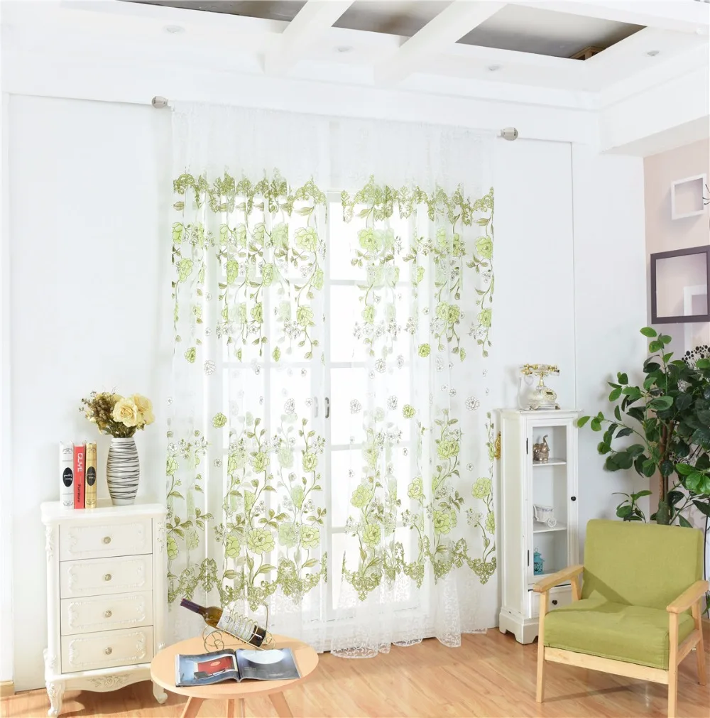 curtains Modern Floral cortina voile Tulle Curtains para Living Room curtains para Bedroom Kitchen quarto blind 1pic
