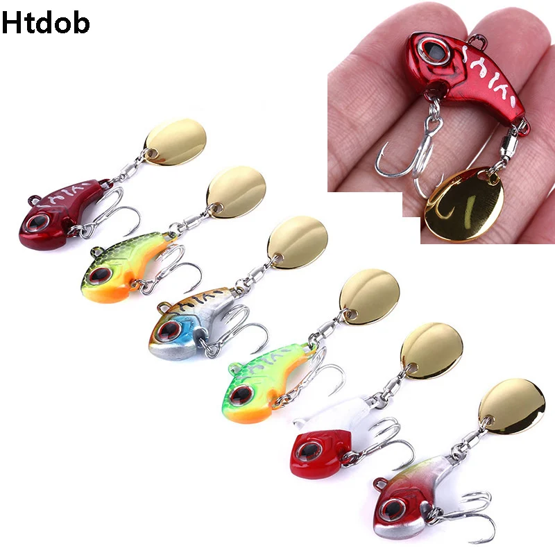 Htdob 6pcs 9g 13g 16g 22g Metal Vib Rotating Spoon Tail Fishing Lure