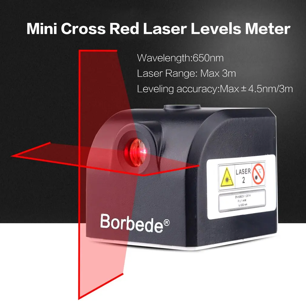 

Mini Cross Red Laser Levels Meter 2 line 1 point 650nm Leveling Instrument with LED indicator Magnet fixation