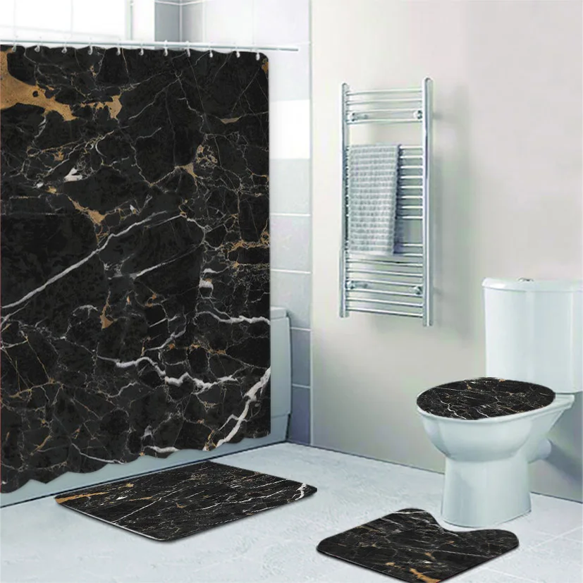 Toilette Duschvorhang Handwerk Dekor Landschaft Badezimmer Teppich Set 