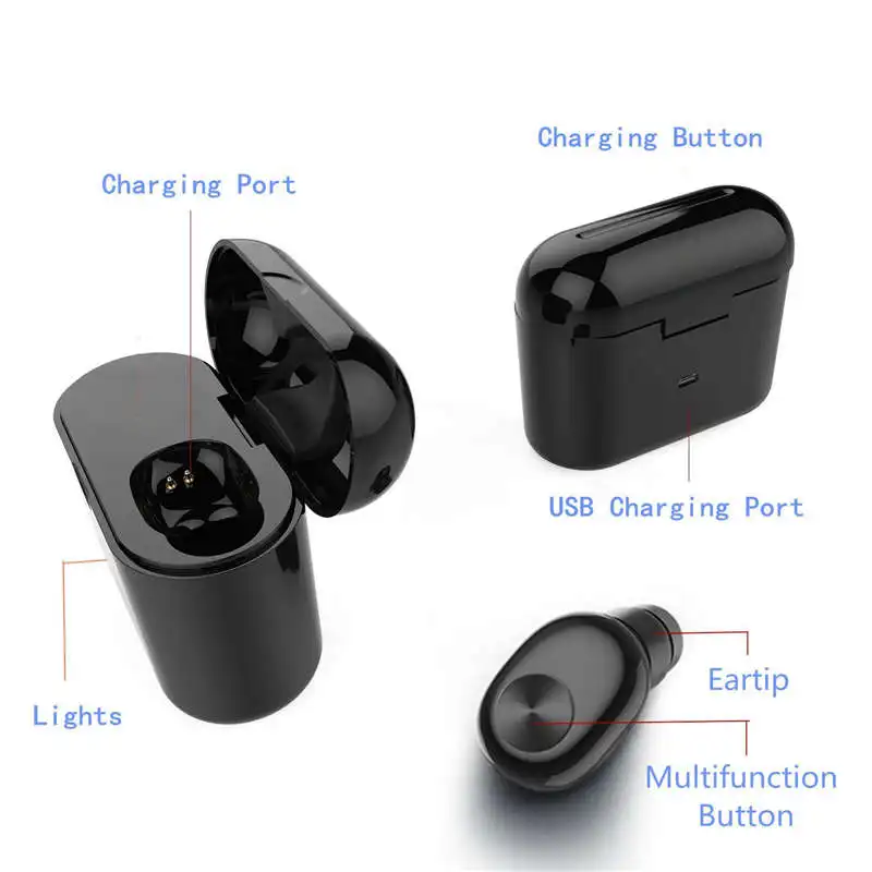 Invisible Wireless Mini Bluetooth Headset Wireless Mobile Phone With 700 Mah Portable Charging Box