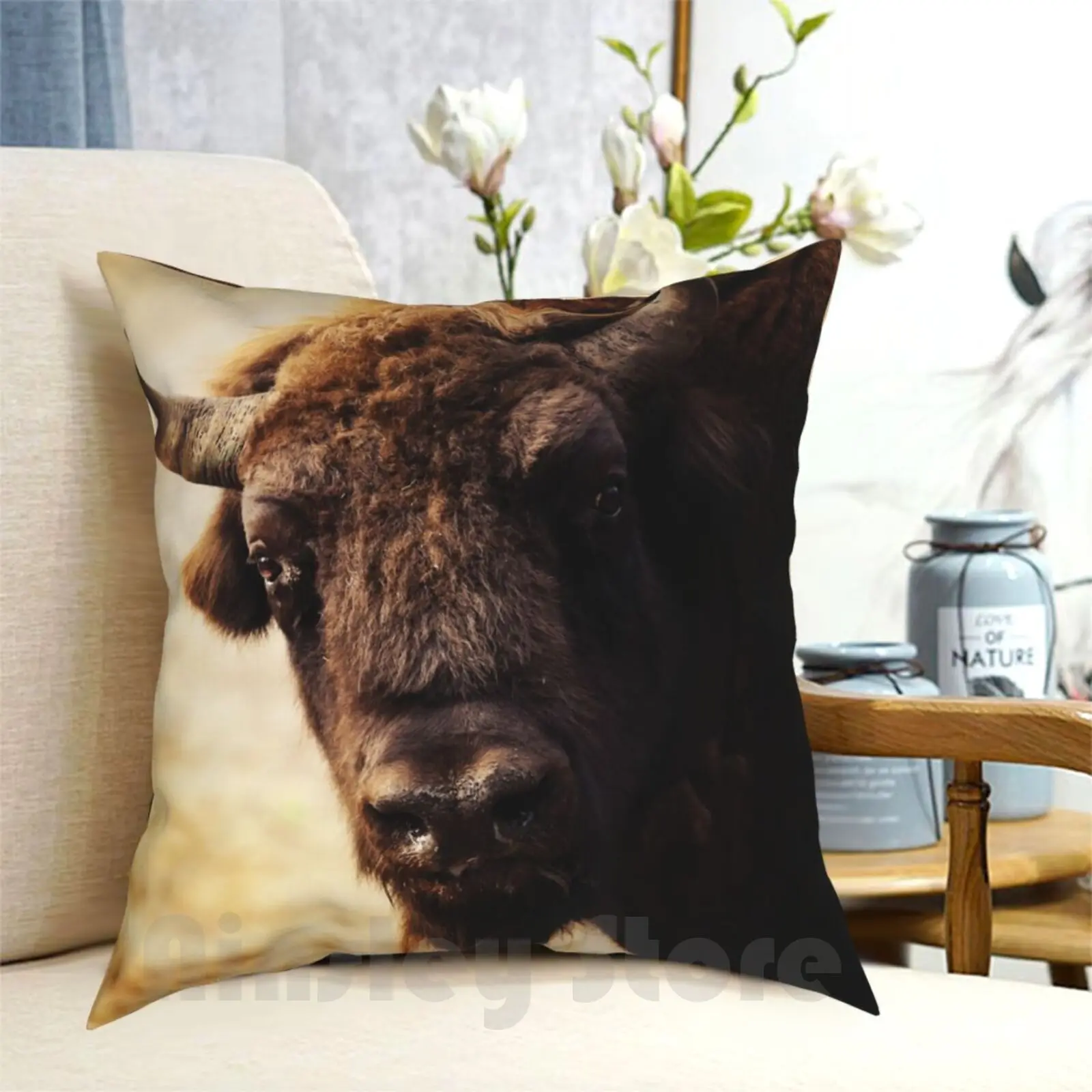 Bison-funda de almohada estampada para el hogar, suave, Animal, Bison, Búfalo, naturaleza, nieve, invierno, Tatanka, Bison occidental, liso