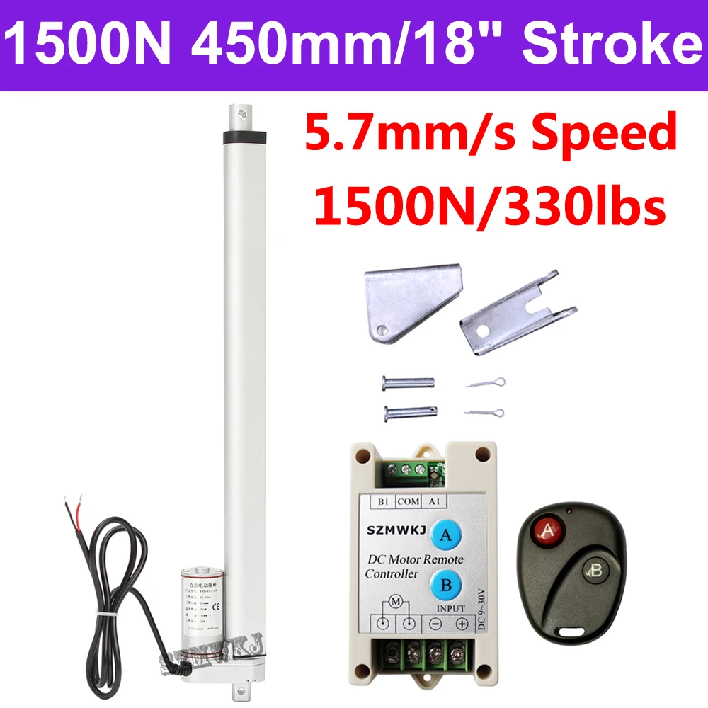 Тяжелый 1500N DC 12V 450mm 18 &quotЛинейный Привод хода 5 7 мм/секция Spd Открыватель двери