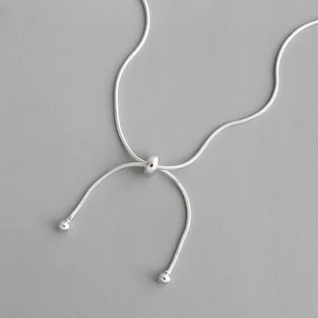 

Real 925 sterling silver snake chain necklace women neck decoration, minimalism bead bowknot necklaces & pendants silver jewelry