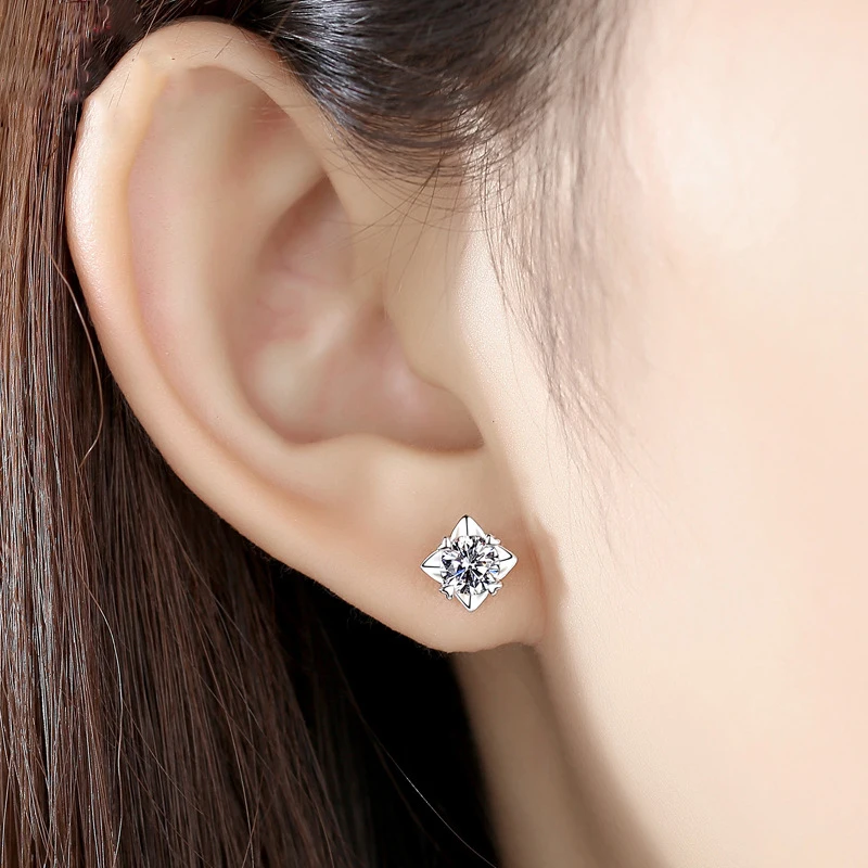 BOEYCJR 925 серебро 0.5ct F цвет Муассанит VVS сердце Fine Jewelry бриллиантовые серьги-гвоздики с национальным сертификатом для женщин подарок