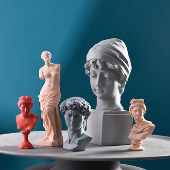 

Creative Morandi Color Resin Imitation Plaster Head David Venus Sculpture Home Shop Restaurant Crafts Decoration Model Props