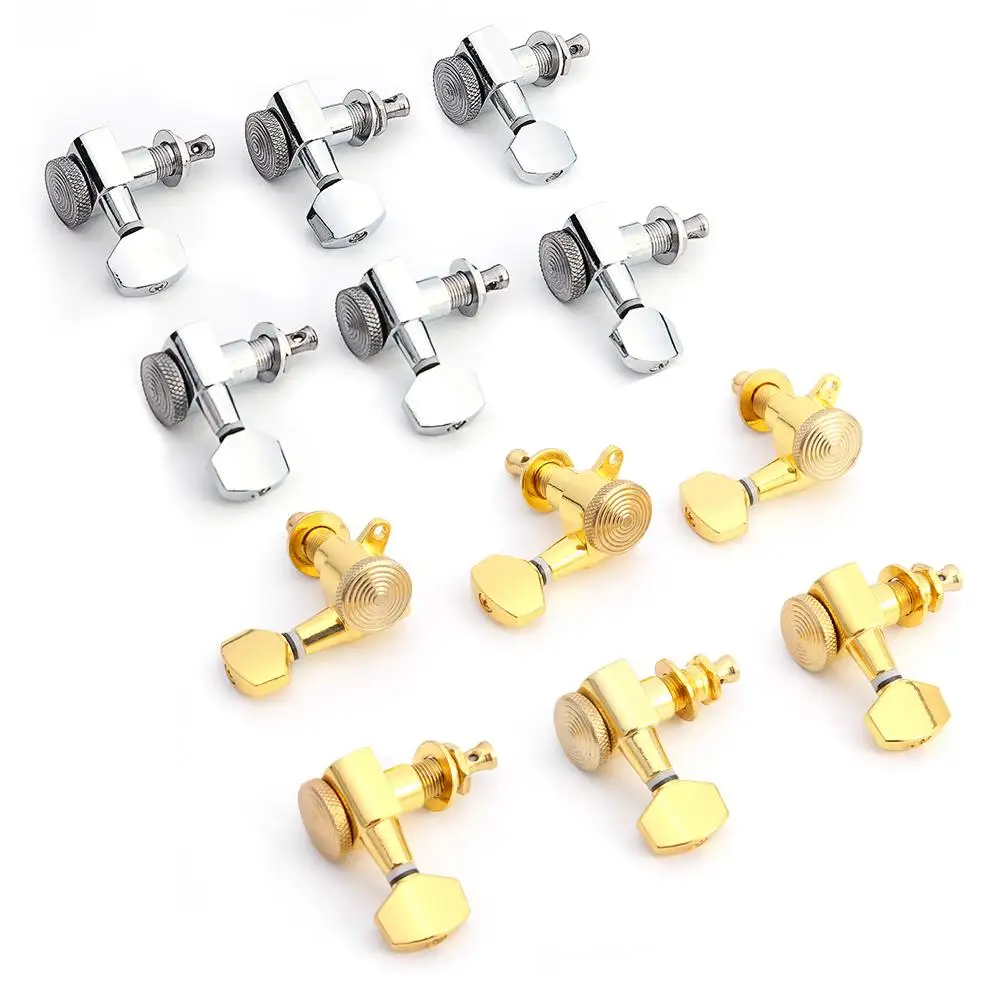 6pcs 6R Inline Guitar Locking Tuners Electric Acoustic Guitar Machine Heads Tuners Metal Lock