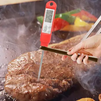 

Temperature Meter Probe Type Digital Food Thermometer Portable BBQ Barbecue Temperature Meter for Kitchen Red