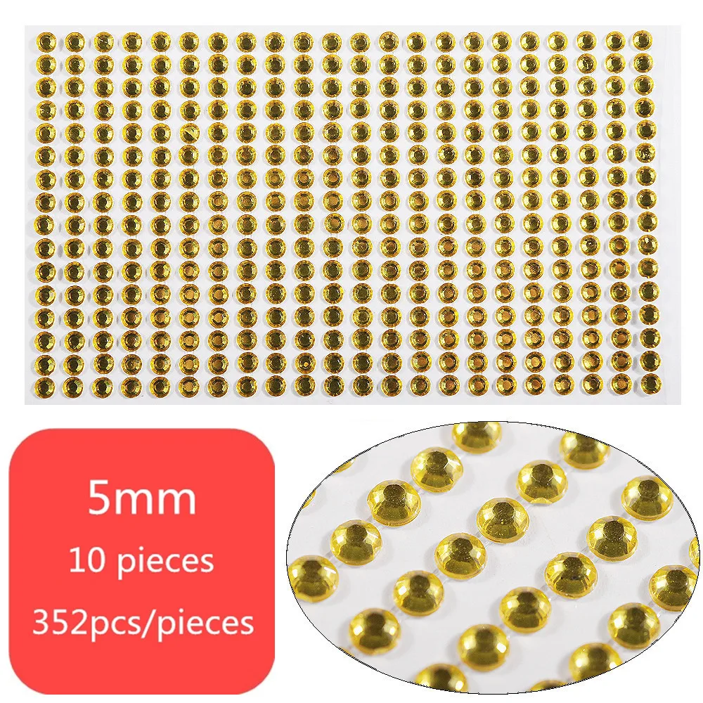 citrine 10 pieces 3/4/5mm Self Adhesive Rhinestone Crystal Stickers Glue On Nail Jewelry Stickers Flatback Strass Nail Art Stone - Цвет: citrine