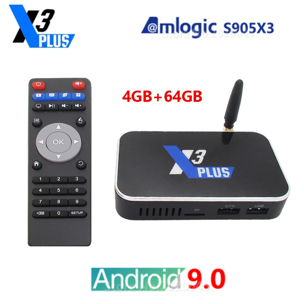 

UGOOS X3 Plus Android 9.0 Smart Tv Box Amlogic S905X3 Set Top Box 4GB DDR4 64GB 2.4G 5G Wifi 1000M Bluetooth X3 Pro TV Box