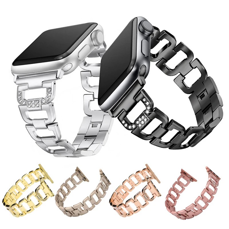 

D-shaped diamonds for the Apple Watch strap iwatch stainless steel metal strap 44mm 40mm 42mm 38mm iwatch strap 5 4 3 2 1