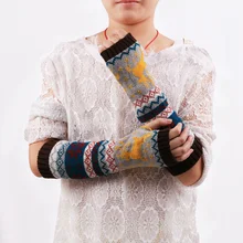 Женские вязаные длинные перчатки, теплые дышащие перчатки без пальцев для зимы на открытом воздухе BB55