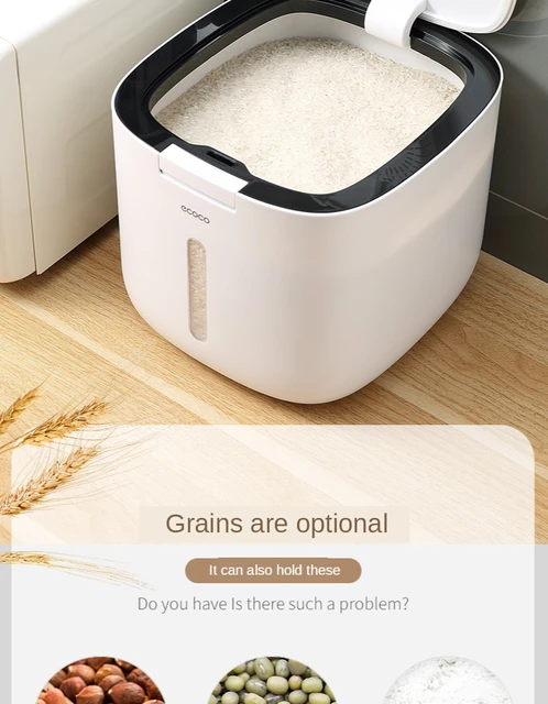 Household Kitchen Rice Storage Box Sealed Insect Proof Moisture Proof Pressed Rice Bucket Plastic Food Storage Container