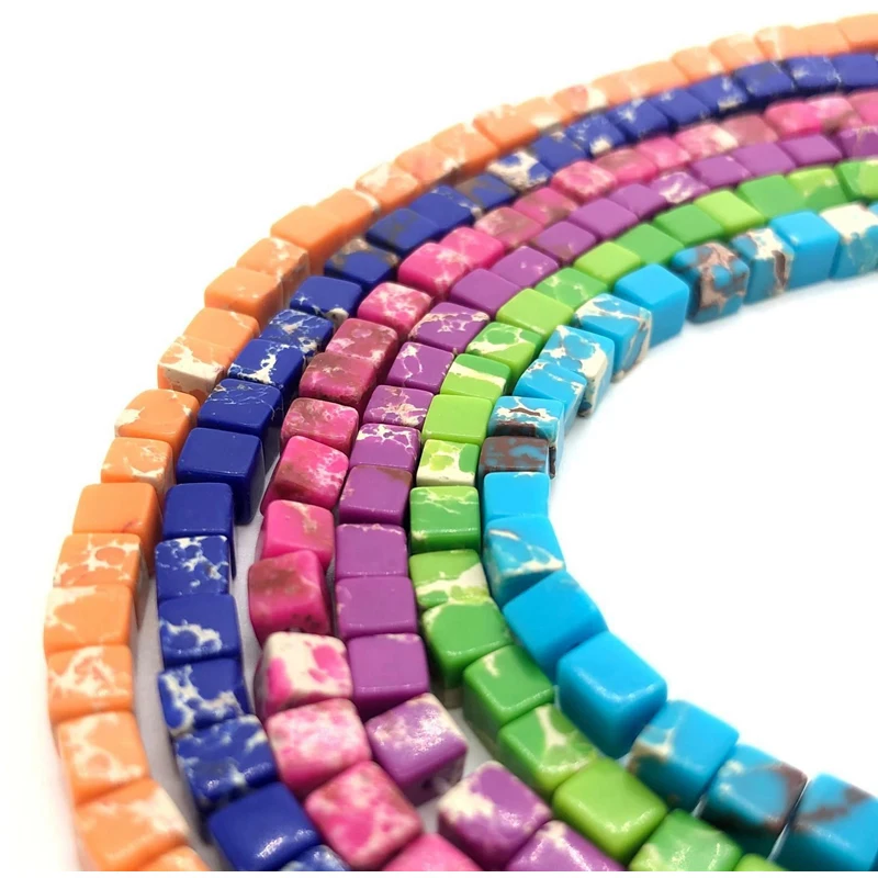 

3/4mm Natural Emperor Stone Beads Square Shape Semi-precious Loose Beads for Jewelry Making DIY Fit Necklace Bracelet