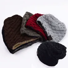 Зимняя Теплая мужская вязаная шапка Для женщин вязаные Skullies шапки бини шапки Реверсивный мешковатые длинная Стильная шапка с припуском унисекс Повседневное шапка оверсайз