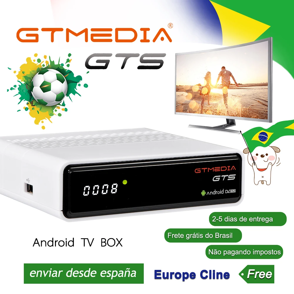 GTMEDIA GTS 4K Android TV Box Receptor DVB-S2 Bluetooth Satellite Receiver support Cccam IPTV m3u TV Box PK freesat V7 HD v8nova