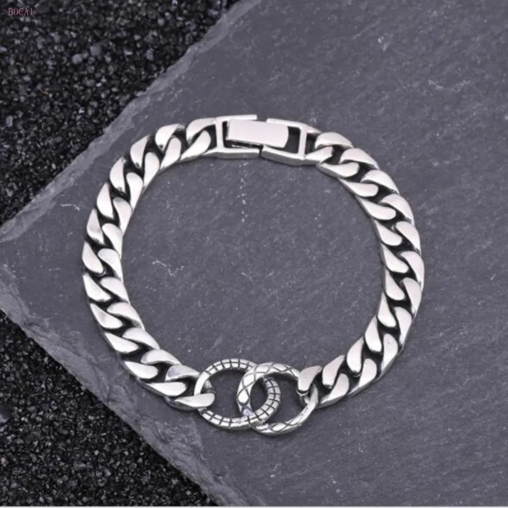 Мужской браслет, мужской модный студенческий браслет из стерлингового серебра S925 пробы для мужчин, тайские серебряные браслеты, Простые Персонализированные ювелирные изделия