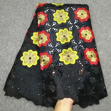 Черная африканская кружевная ткань швейцарская вуаль кружева в швейцарском стиле высокого качества нигерийские кружевные ткани для женщин 5yard