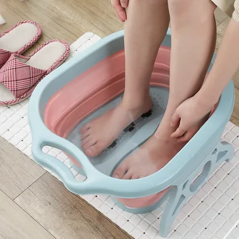

Portable Bathtubs Foldable Foot Soaking Bucket Foaming Massage Bucket Household Sauna Bathtub Pedicure Bath Plastic Bathtub