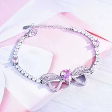 

Luxury Bowknot Bracelet Chain 925 Silver Jewelry Set Inlay Shiny Zircon Charm Clavicle Necklace For Women Party Birthday Gifts