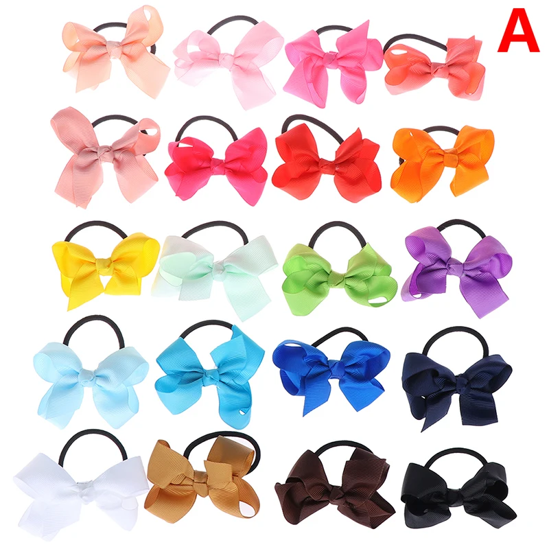 20pcs 5 шт./компл. 20 шт./компл. с бантом из ленты на каблуке высотой с Эластичная лента оголовье для девочек Детские аксессуары для волос - Цвет: 20pcs