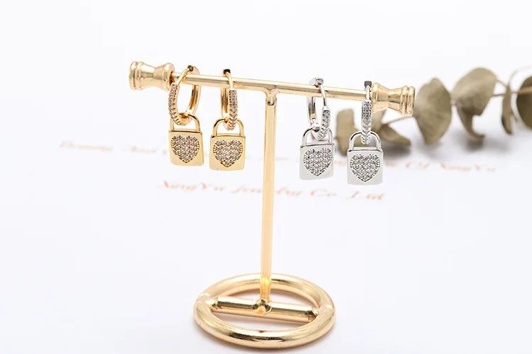 Новые трендовые золотые серебряные серьги с замком Роскошные брендовые модные кубические серьги-кольца с цирконом для женщин ювелирные изделия
