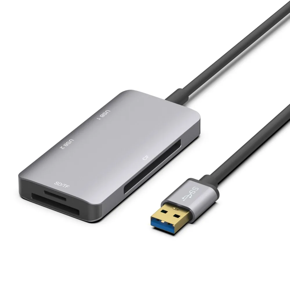 USB 3,0 Многофункциональный кард-ридер для карта памяти Micro SD карта CF карта Hi-speed 2 порта металлический USB кард-ридер для ПК компьютера
