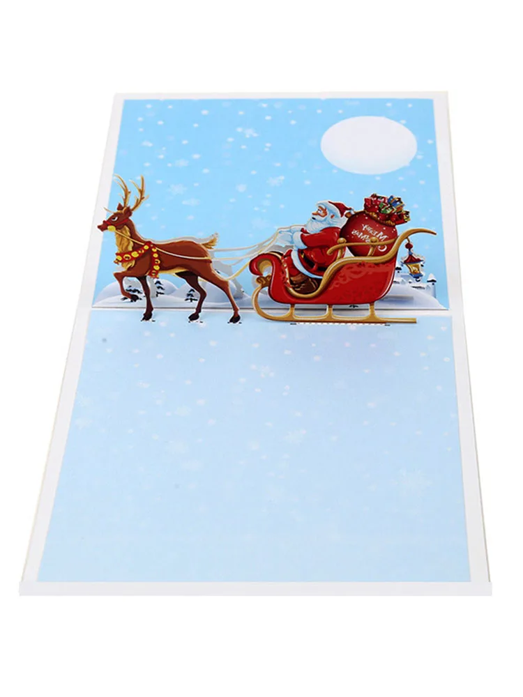  3x Santa Claus Deer DIY New Year Invitations Greeting 3D Card Gift Christmas Birthday Wedding decor - 4000303303853