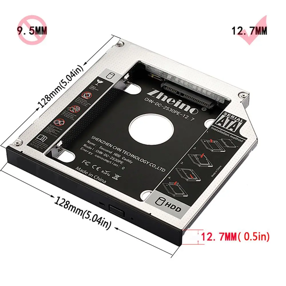 Zheino 2 5 SATA3 12 7 мм й алюминиевый сплав HDD Caddy адаптер чехол для CD/DVD ROM Оптический