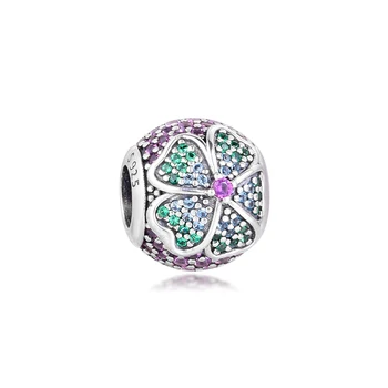 

Genuine 925 Sterling Silver Jewelry Glorious Bloom Charm Multi-Colored CZ Bead Fits Pandora Bracelet Original European Beads