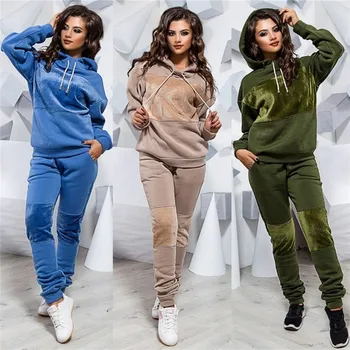 

2Pcs Set Women Hoodies Sweatshirt +Pant Women Hoody Sweatshirt Pants Sets Autumn Winter Fleece Hoodies Sweatshirts Leisure Wear