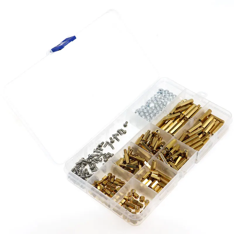더블 패스 구리 칼럼 스크류 키트, 싱글 헤드 육각 구리 칼럼 콤비네이션 박스, 300PCs, M3 * 5mm-M3*20 + 6mm