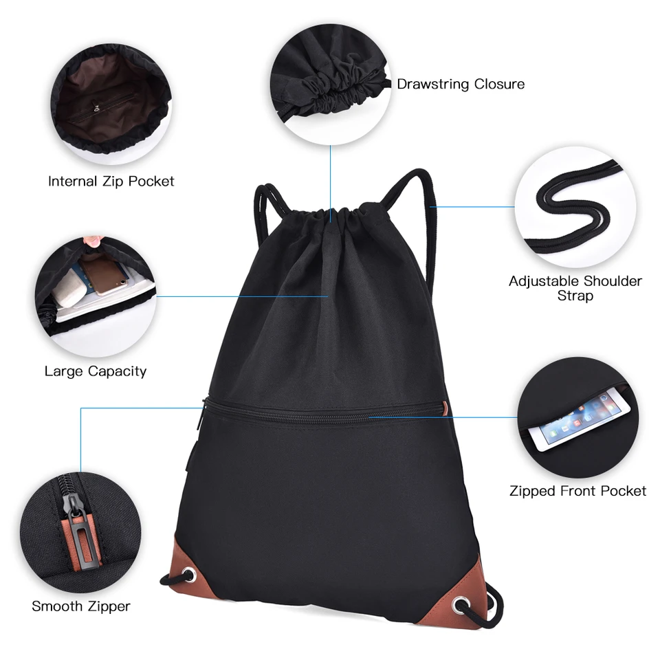 gym sack with zip pocket