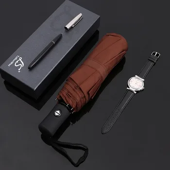 

Eight Bones Business Fully Automatic Umbrella High Quality Men Women Sunny Umbrella Christmas Gift Three-folding Umbrella